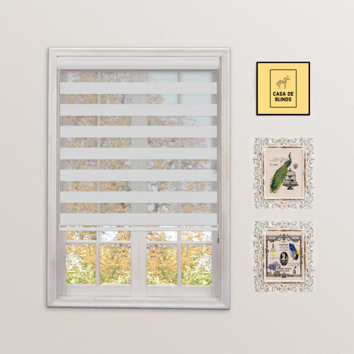 Symple Stuff Zebra Blinds Window Dual Layer Roller Shades, Corded Horizontal Blind, Bedroom